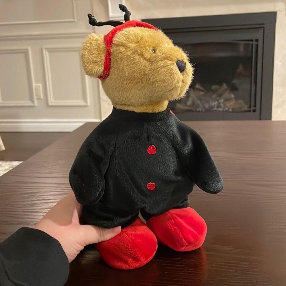 GANZ HERITAGE COLLECTION BROWN TEDDY BEAR PLUSH WEARING LADYBUG COSTUME PLUSH 12